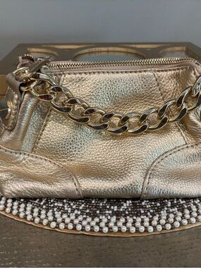 MICHAEL Michael Kors Metallic Gold Chain-Handle Wristlet Clutch